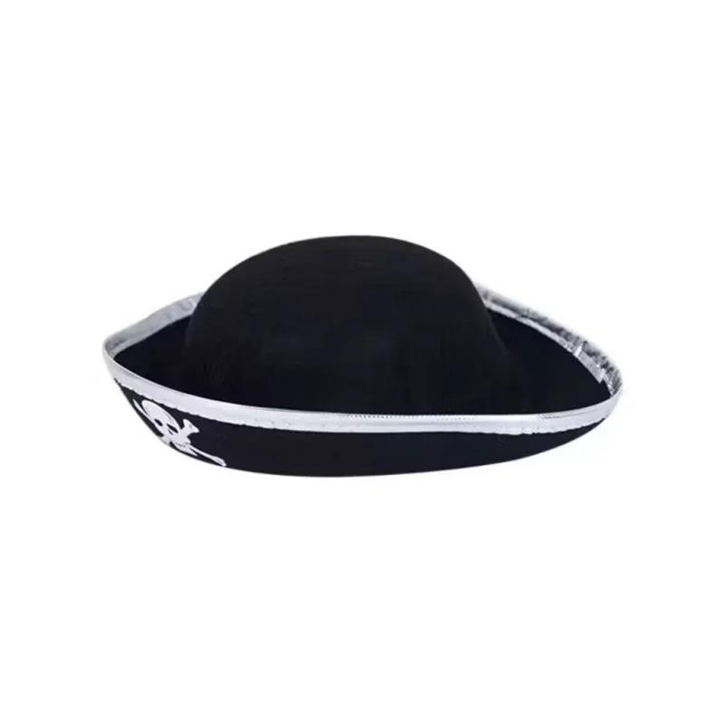 Pirate Hats Halloween Props Cosplay Dance Parties Children/adults Caribbean Pirate Clothing Hats with Gold and Silver Edges
