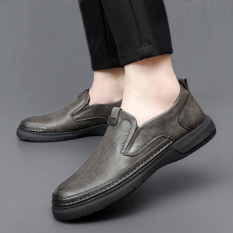 Fashion Casual Shoes for Men Business Leather Loafers Classic Breathable Solid Colors Soft Flats Comfort Fashion Slip On Loafers Shoes