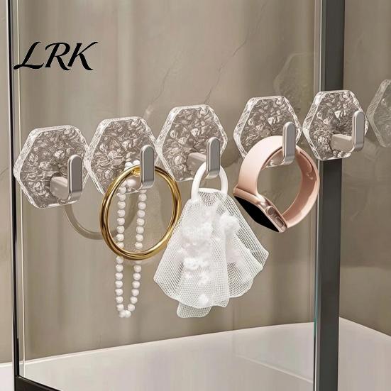 No Drill Wall Hooks Acrylic Adhesive Hooks, Hexagonal Wave Shape, Drilling Easy Dorm Room Installation Hook, Modern Style Clear for Bathroom