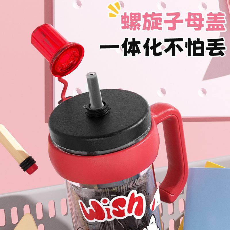 Water Bottle New Large-capacity Big Mac Bingba Cup with Straw Handle Plastic Cartoon Cup Portable Water Cup