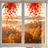 Statisch haftende Herbstdekorationen 2 Stück Herbst-Fenstersticker, Hängende Ahornblatt-Aufkleber, Wiederverwendbare warmtonige Aufkleber Blätter für die Thanksgiving-Party