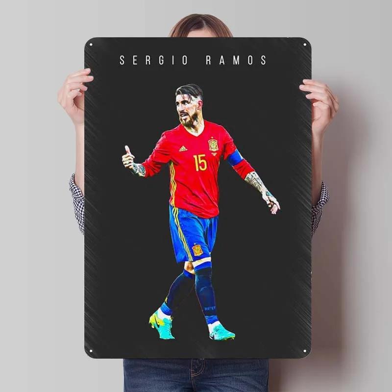 Sergio Ramos Metal Sign Sports Poster Room Decoration Man Cave Vintage Tinplate Sign Plaque for Wall Art Decoration Retro Home