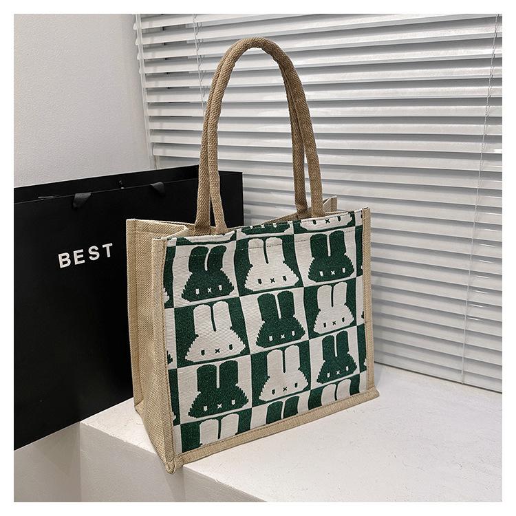 2025 New Large-capacity Bag Women's Fashion Cute Rabbit Cotton and Linen Handheld Shoulder Bag To Work Commuter Tote Bag