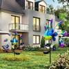 Solar Birds Windmill Light 3D Iron Wind Spinners Ground Plug Light Colorful Lighting Ornaments Home Decor for Courtyard Garden