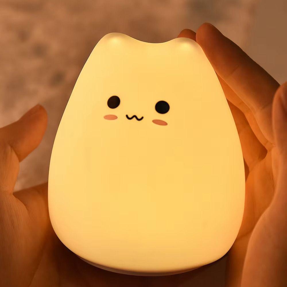 LED Colorful Cat Silicone Light Animal Cat Indoor Sensor Lamp  Children Kids Room