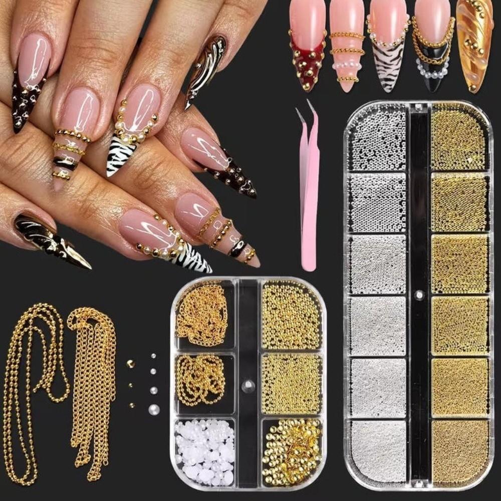Gold Metallic Nail Art Beads Bead Rivet 3D Nail Art New Nail Art Studs Manicure Accessories