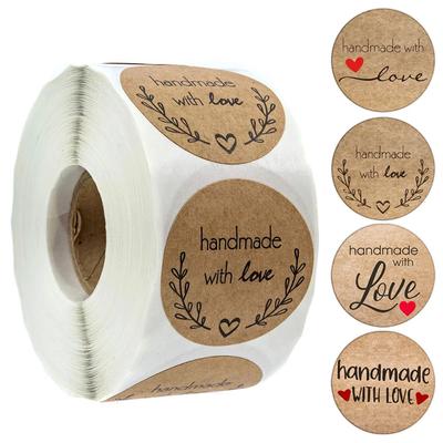 New 100-500pcs Round Natural Kraft Handmade Stickers Scrapbooking For Package Adhesive Thank You Sticker Seal Labels Stationery