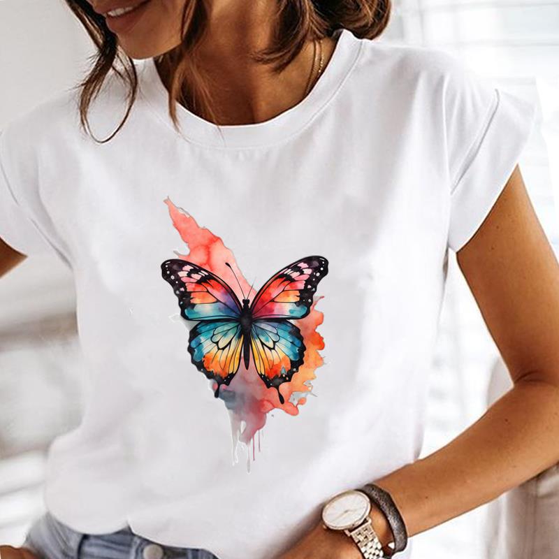 (Asian Size)  Tee Top Short Sleeve T Shirt Flower Sweet 90s Cute Women Clothing Casual Fashion Print Lady Female Graphic T-shirts