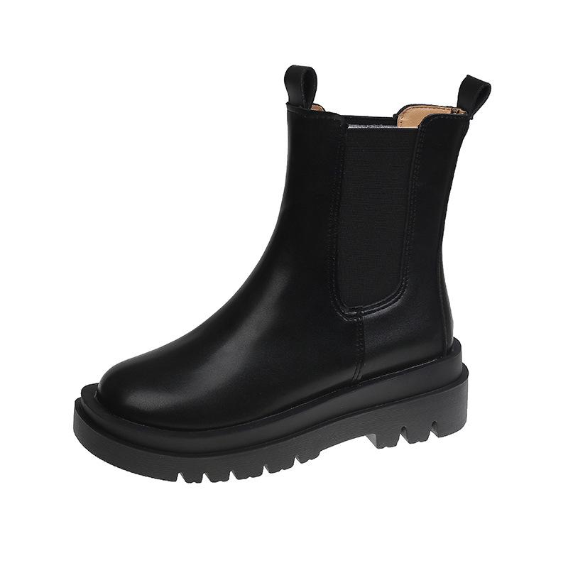 Martin boots women's 2025 autumn and winter new British style medium tube Chelsea black chimney thick-soled small short boots