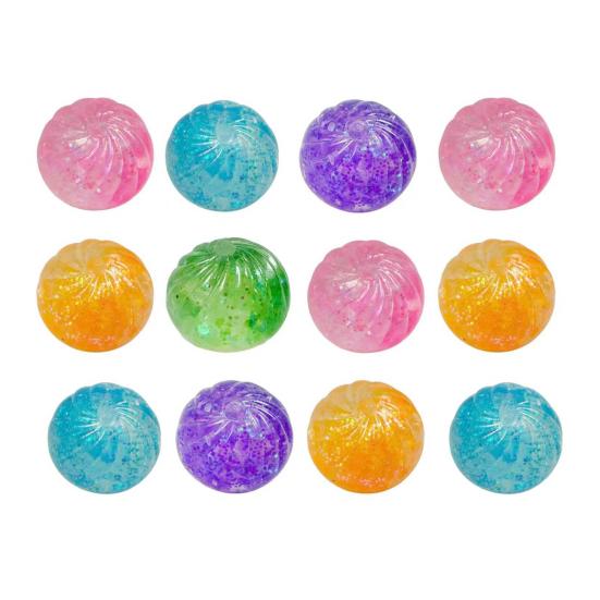 12Pcs Stress Relief Dumpling Squeeze Toy with Steamer Clear Glitter Steamed Bun Sensory Toy Soft Stretchy Stress Ball Fidget Toy Party Favors 12pcs