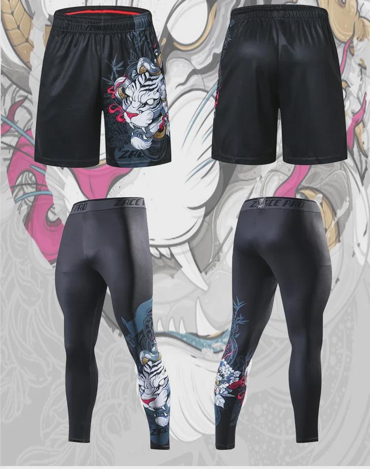 Men's Quick-Dry Long-Sleeve Gym Training Top and Running Tights