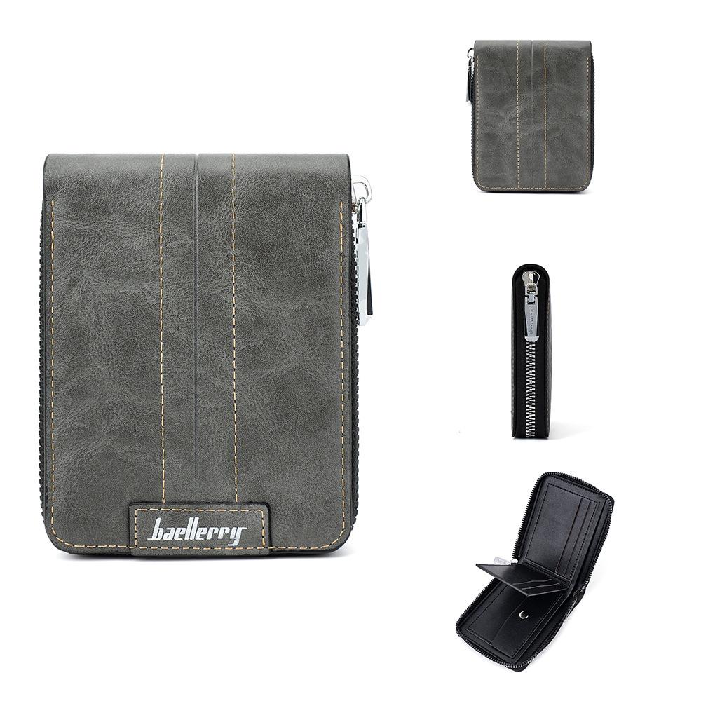 

Baellerry Европейский и американский стиль мужской короткий RFID кошелек модный бумажник на молнии кошелек для монет держатель для карт из искусственной кожи серый
