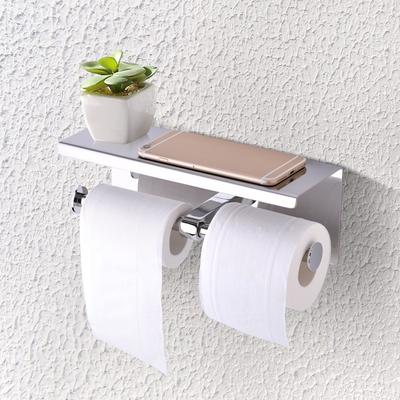 Wall Mounted SUS 304 Stainless Steel Double Roll Toilet Paper Holder, Dual Paper Tissue Roll