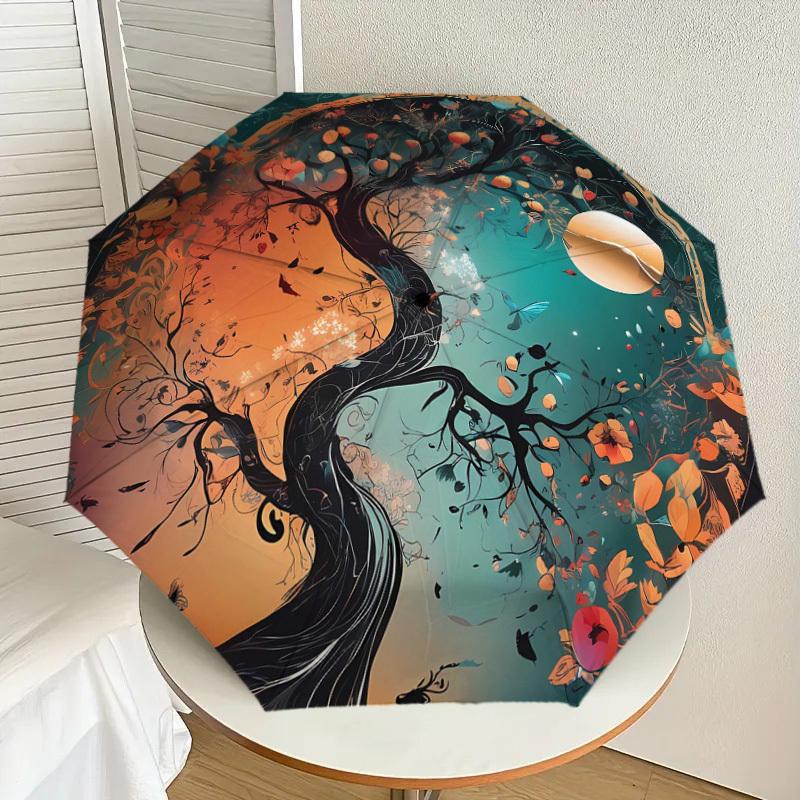

1pc Yin Yang Tree of Life Umbrella with Plastic Handle,Suitable for All Seasons Home Travel Outdoor UmbrellaDD914