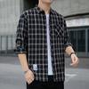 Fashion Men's Long-sleeved Shirt Spring and Fall Men's Plaid Shirt Square Collar Straight Youth Fashion Shirt