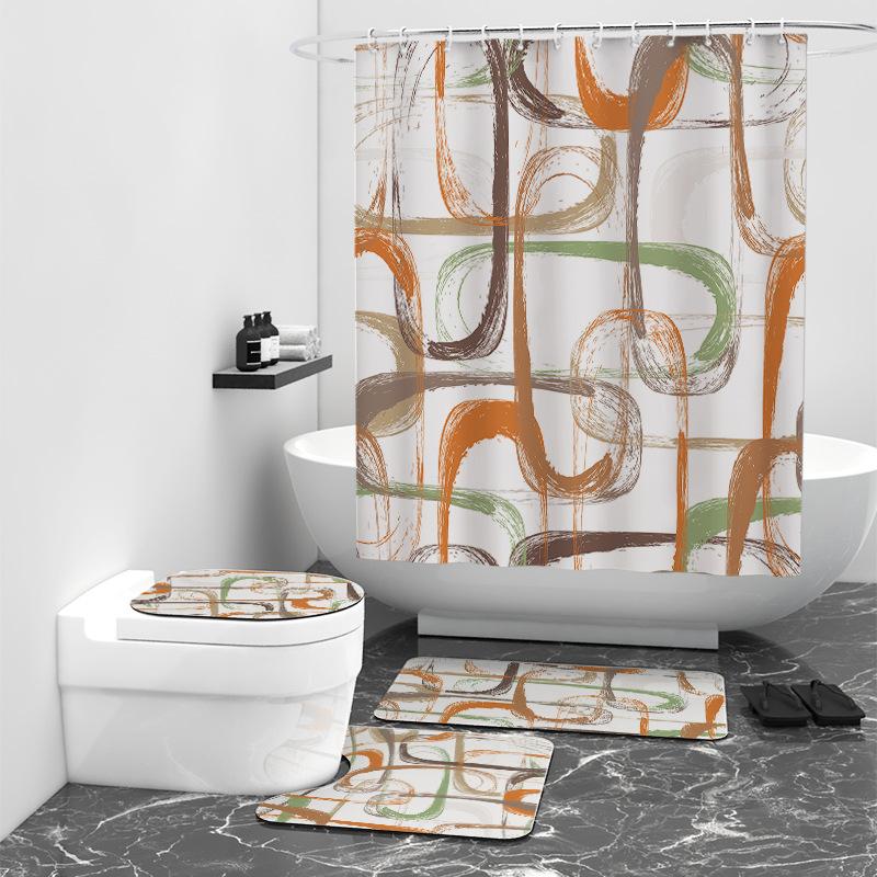 Irregular geometric digital printing shower curtain bathroom shower