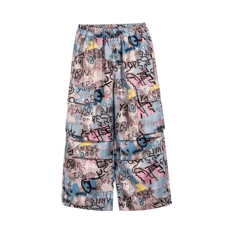 Dětské kalhoty Jarní chlapecké kalhoty Dospívající Podzimní módní oblečení Dětské širokonohé kalhoty Chlapecké volné kalhoty s nápisem