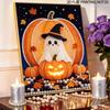 DIY Frameless Pearl Painting Kit Cute Ghost Pumpkin Pattern 3D Shiny Bead Art Canvas Relaxing Creative Craft Gift Holiday Decor