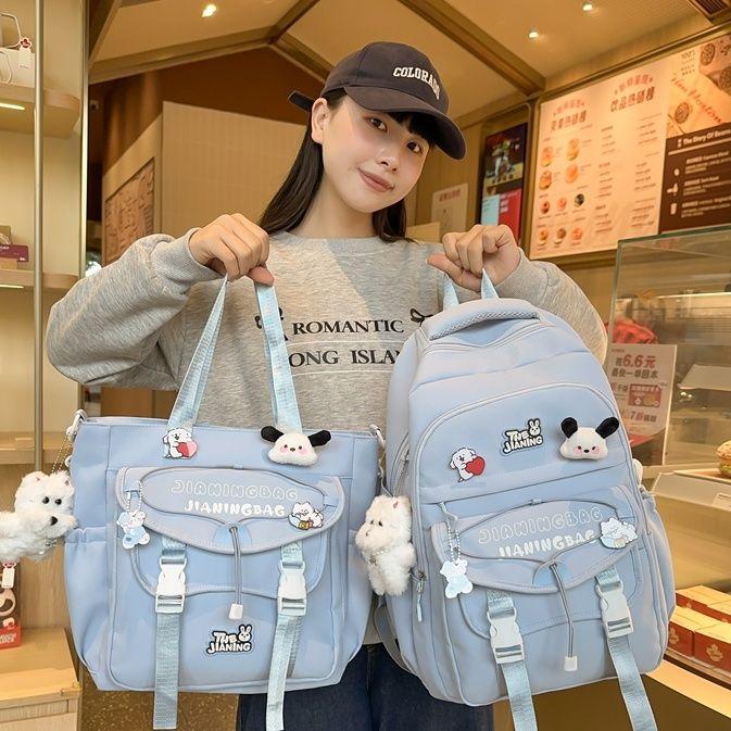 1pcs / 2 Pcs School Bags for Teenage Girls Red  Alphabet Cute Gift Students Bookbag Letters Travel Waterproof Bagpack