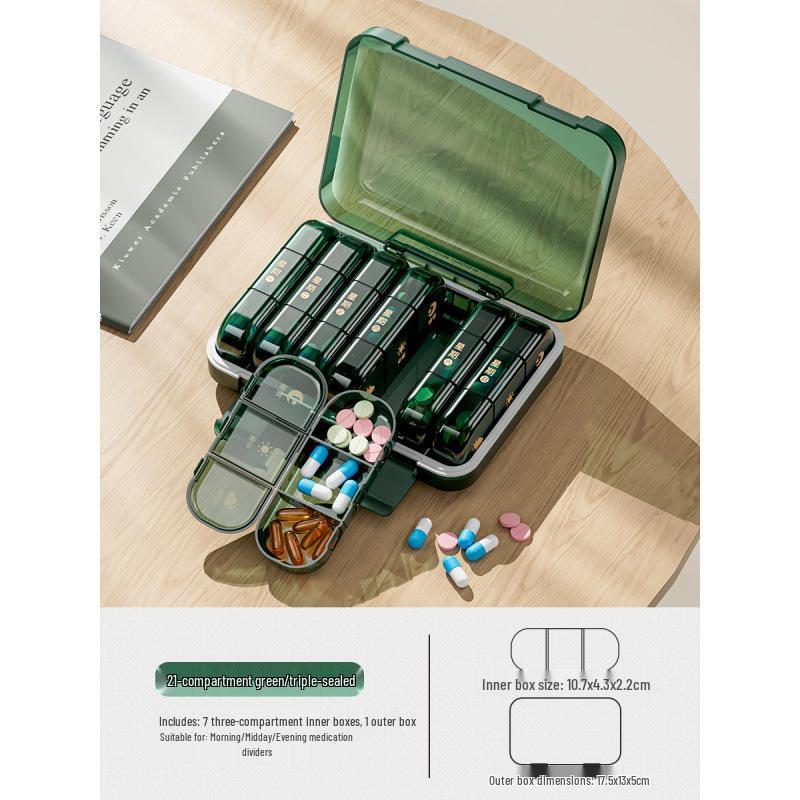Compact 7-Day Japanese Pill Organizer with Three-Daily Dose Reminder