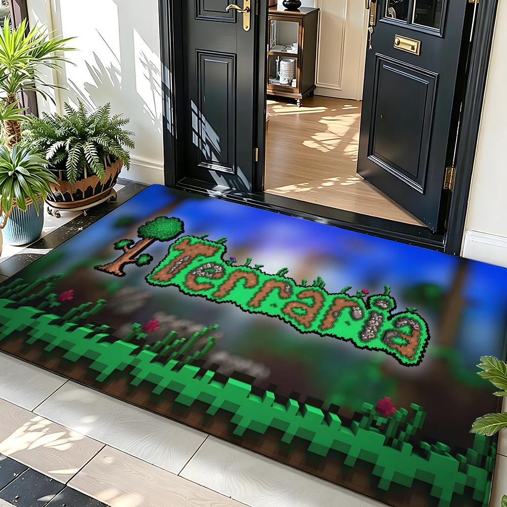 Game T-Terraria Floor Mat Soft Flannel Entrance Door Mat Non Slip Absorbent Bathroom Bedroom Floor Rug