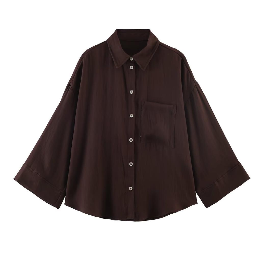 European and American style, new women's clothing, foreign style, fashionable and fashionable loose wide-sleeved shirt 8741029