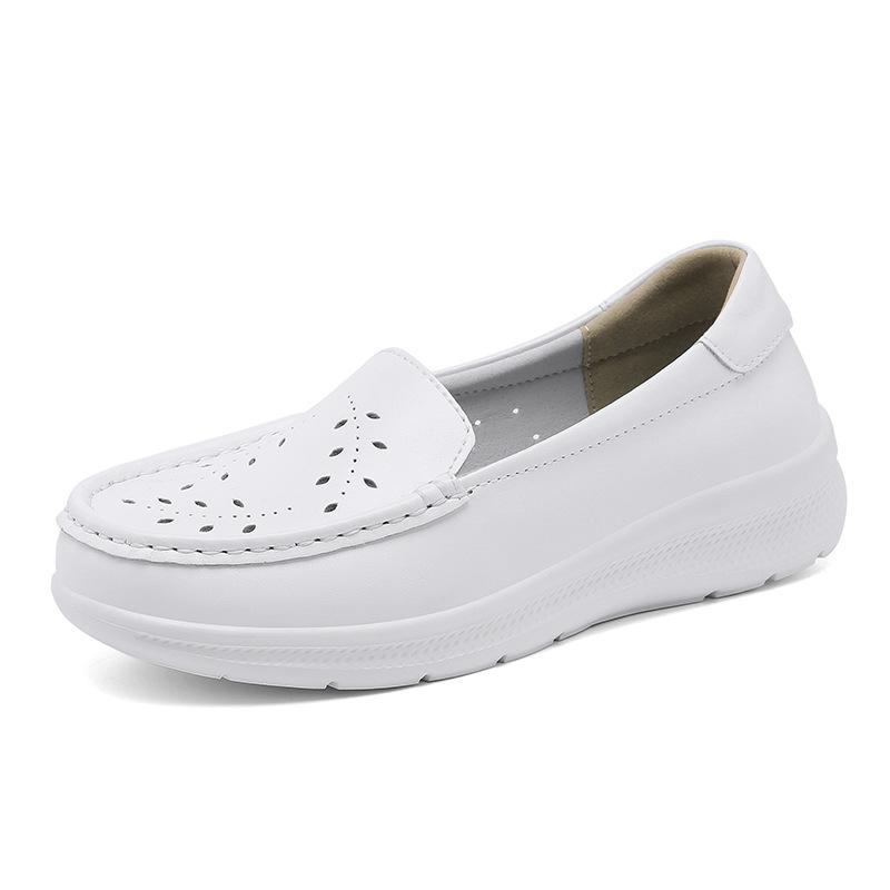 Nuove scarpe da infermiera donna suola morbida pelle di mucca traspiranti non stancano i piedi antiscivolo deodoranti in pelle scarpe mediche