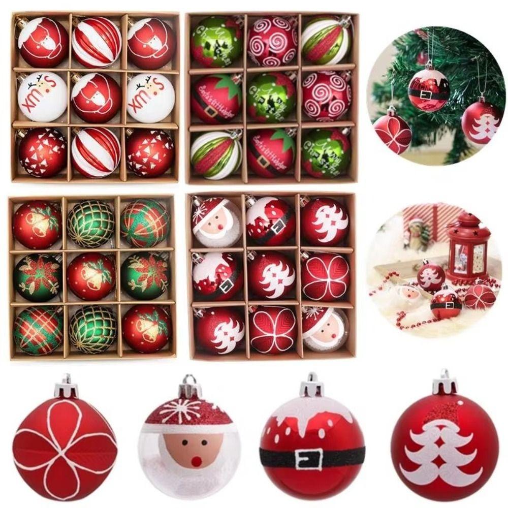 9Pcs/set Xmas Baubles Christmas Ball Ornament Plastic Christmas Decorations
