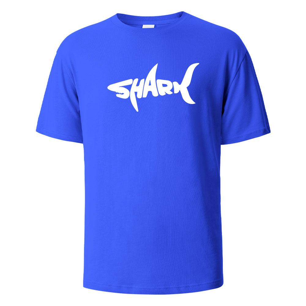 Cotton Shark Print T-Shirt 100% Cotton Summer Tees For Men Women Oversize Casual Tops