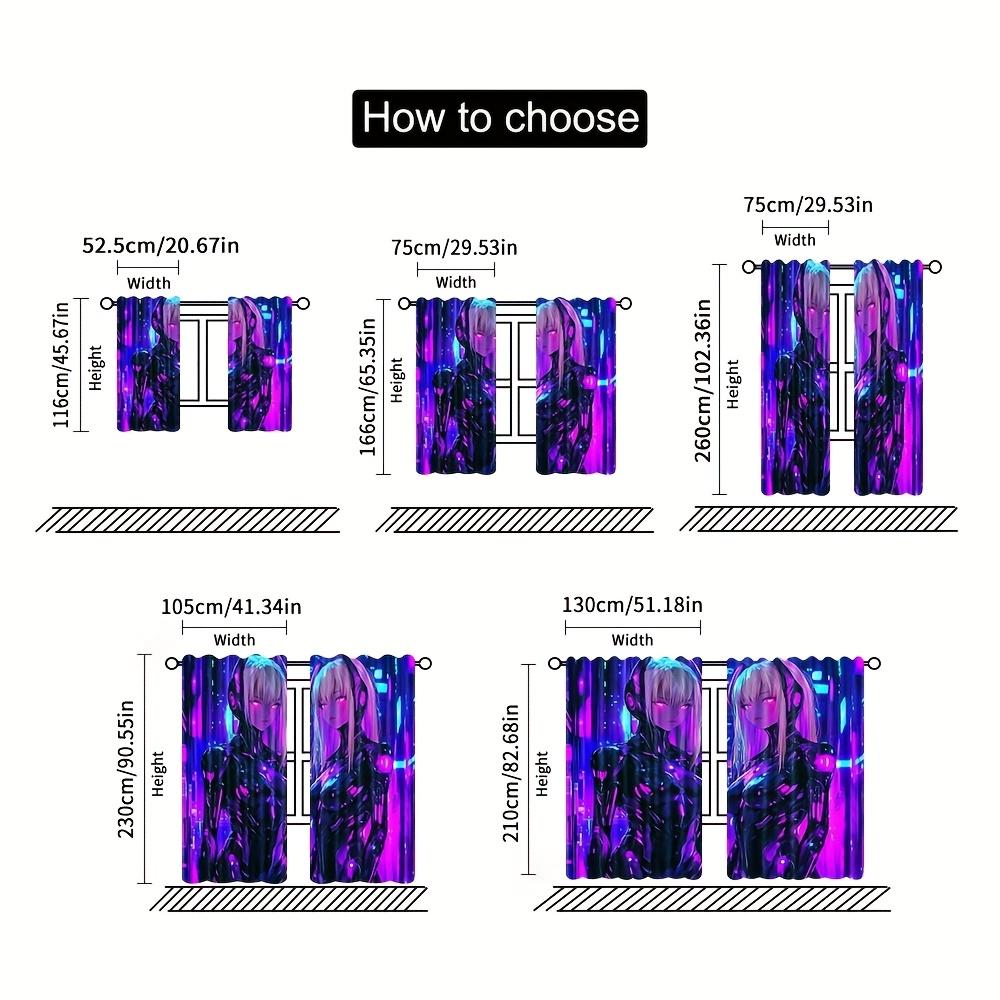Cyberpunk Anime Curtains Neon Futuristic Design Living Room Bedroom Office Rod Not Included Curtain Made Of Polyester With Pocket Washable Area Ready