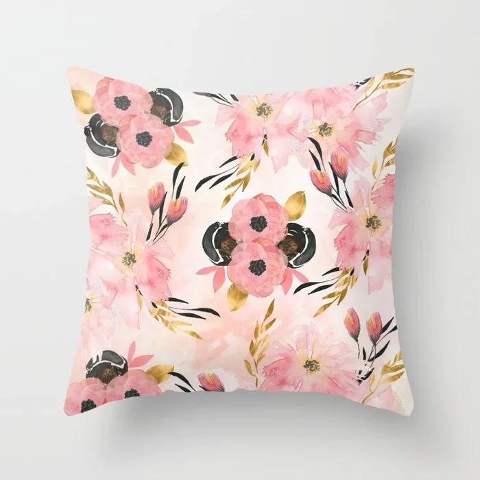 Model de flori Artă decorativă Husă de pernă Față de pernă Poliester 45*45 Perne Decorat Home Decor Față de pernă