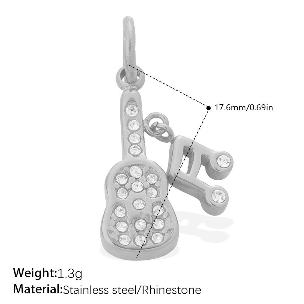 European & American Cross-Border Rhinestone Pendant - Luxury Retro Musical Note Guitar Ornament