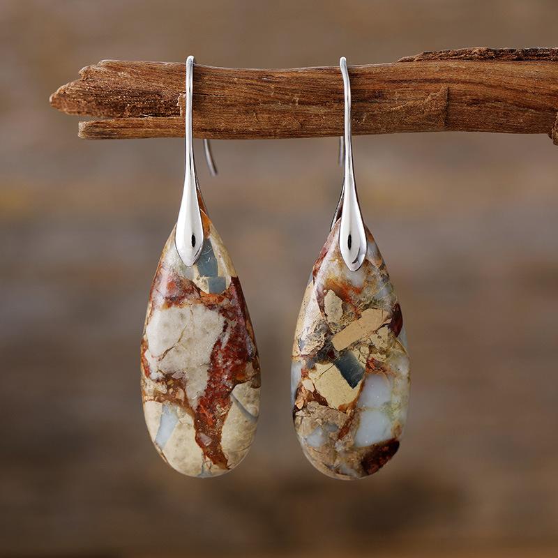 

High quality Bohemian light luxury water drop natural stone old money wind earrings earrings popular jewelry