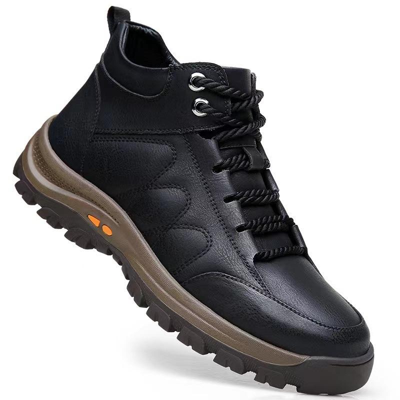 High-top Men's Cotton Shoes Winter Thickened Warm Sports Shoes Thick-soled Leather Casual Shoes Outdoor Hiking Shoes