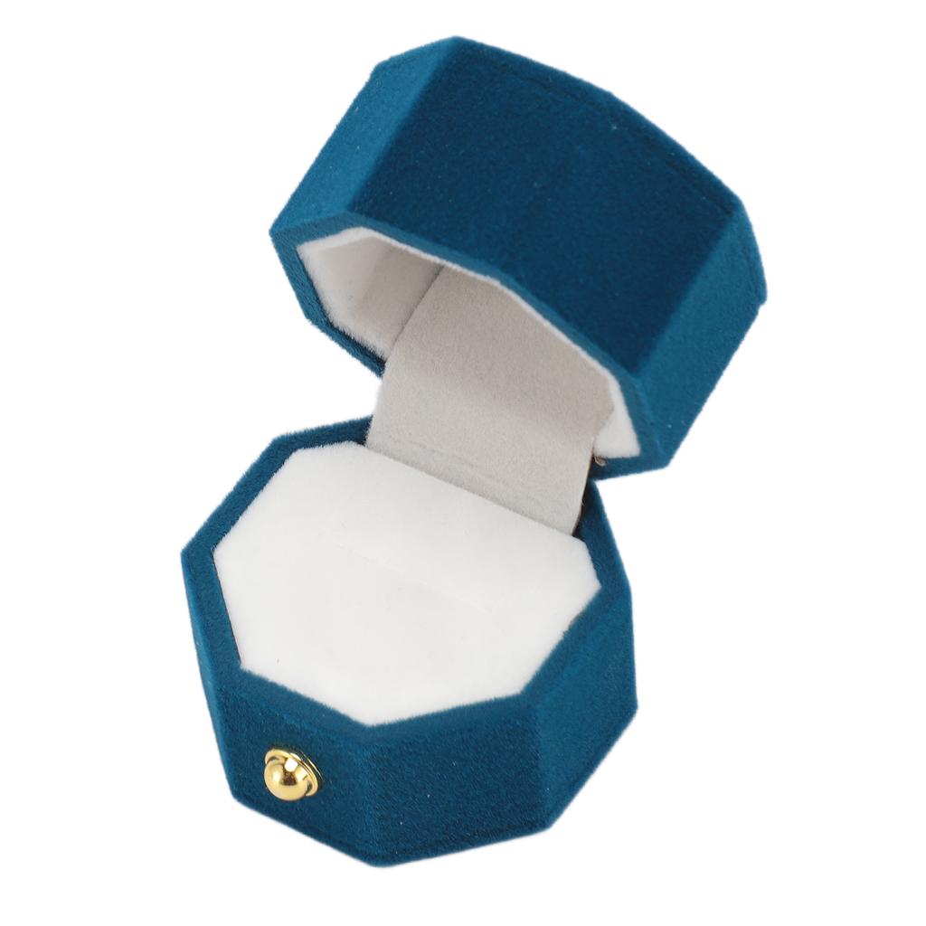 Ring Box Octagon Exquisite Romantic Small Flannel Ring Gift Case for Proposal Engagement Wedding