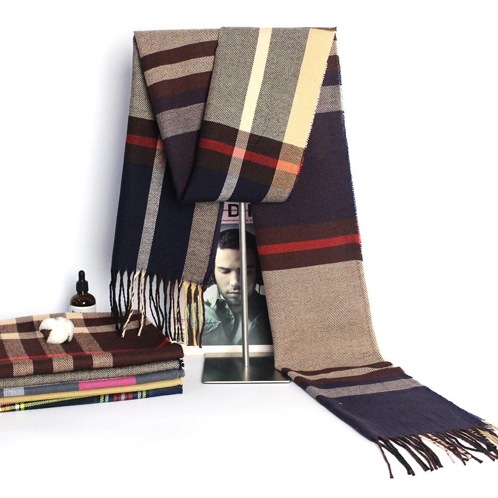 2025 Autumn/Winter Korean Style Imitation Cashmere Plaid Scarf for Men