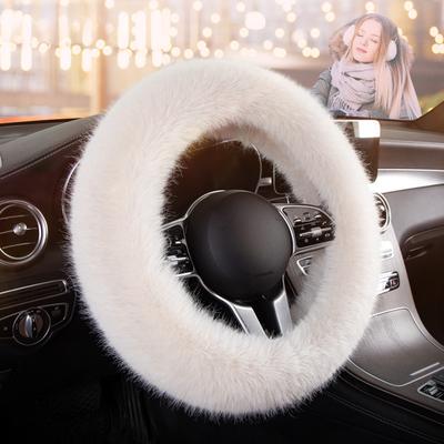 Pánská Dámská Teplá Plyšová Potah Volantu do Auta Zimní Univerzální 38cm Měkký Nadýchaný Potah Ruční Brzdy Řadicí Páky Auto Interiérové Doplňky