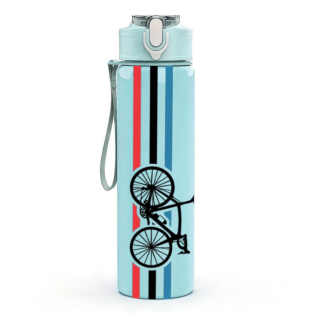 1PC Road Bike Stripe Vertical Layout 750ml Color Plastic Water Bottle Leakproof Flip Straw Lid For Sports Office Home Use