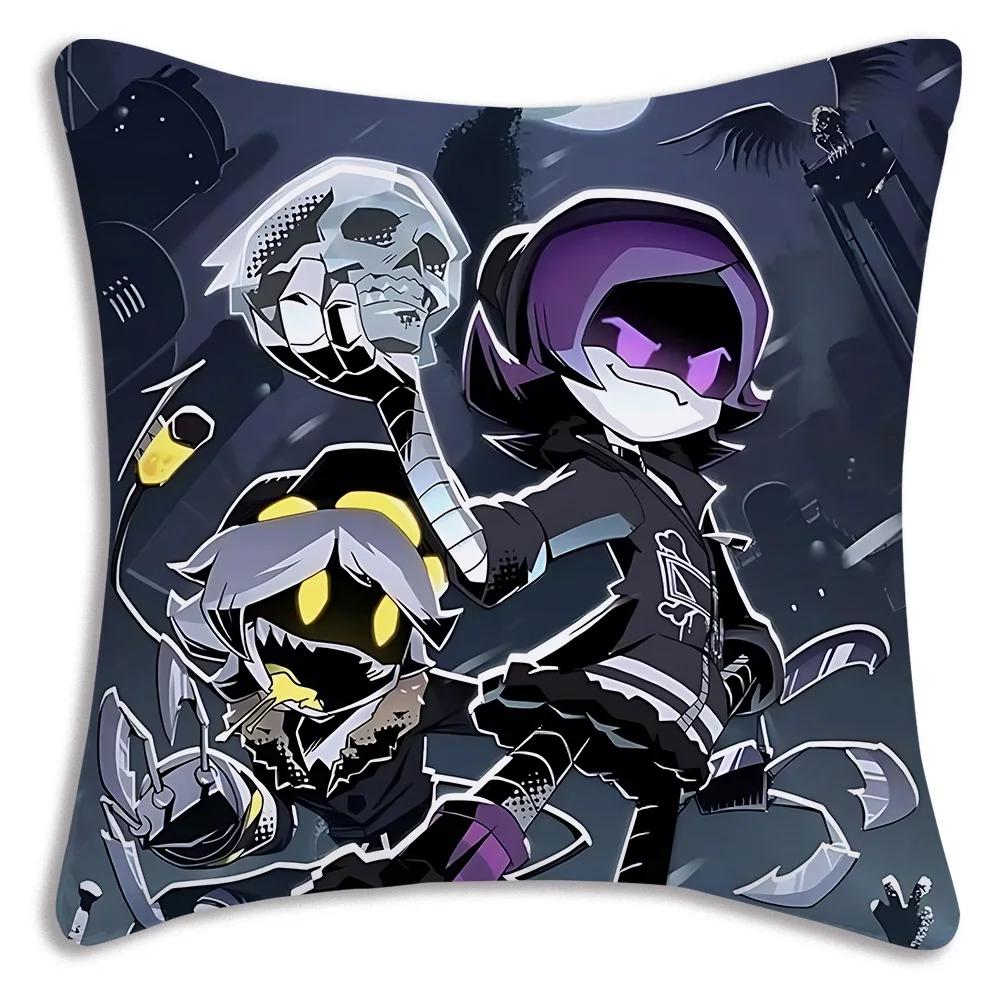 Horror Comedy M-Murders Drones Pillow Covers Cartoon Sofa Decorative Home Double-Sided Printing Short Plush Cute Cushion Cover