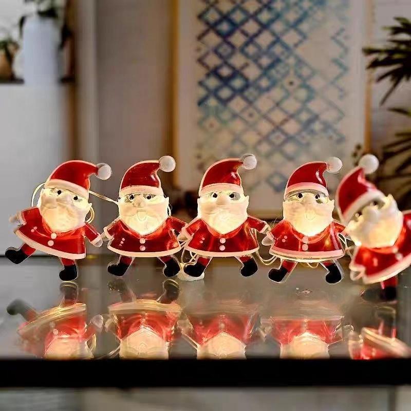 LED Weihnachtsdekoration: Lichterkette aus Kupferdraht mit Schneemann- und Hirschhut, schwarz, für Garten, Balkon, Laternen.