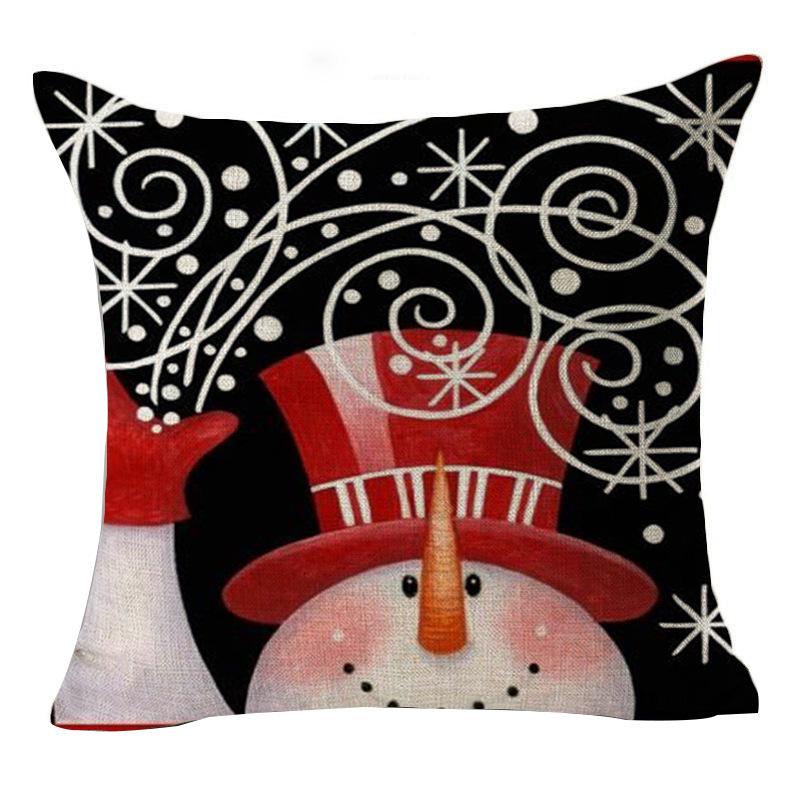 Christmas Merry Christmas Snowman Linen Pillow Case Office Cushion