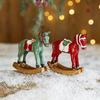Cross-Border Painted Resin Wooden Horse Christmas Tree Ornament