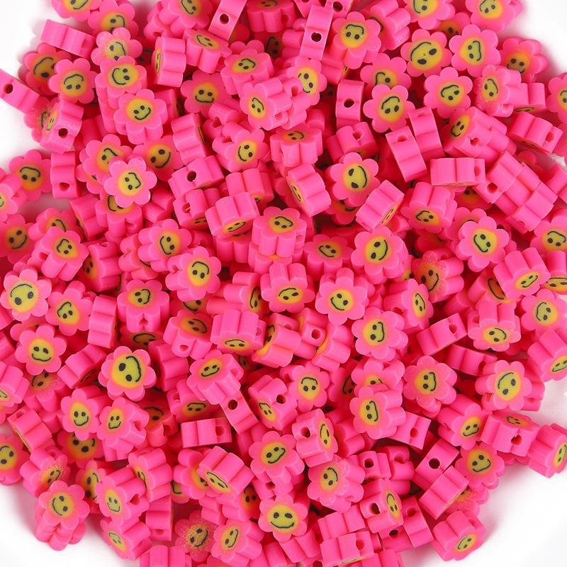 Colorful Sunflower Smiley Face Polymer Clay Beads for DIY Earring and Jewelry Making