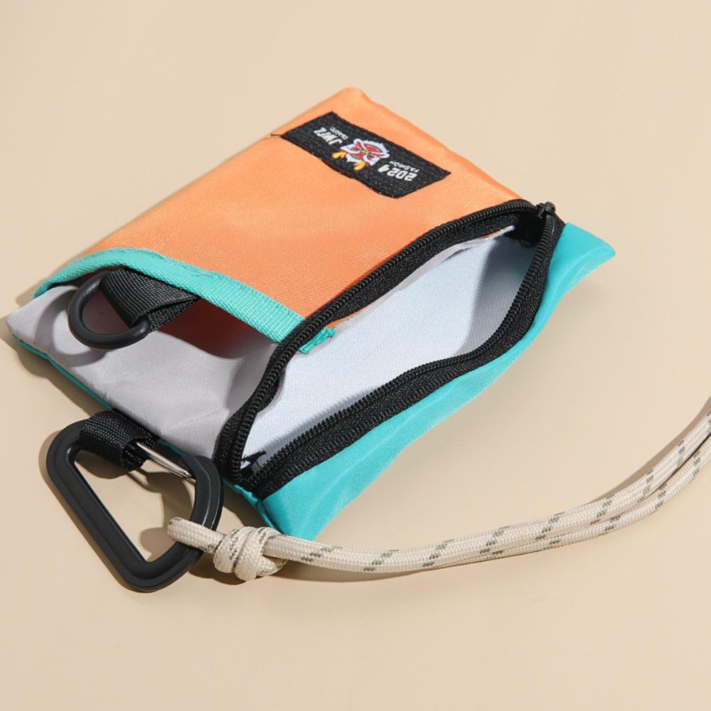 New Nylon Coin Purses Neck Strap Lanyard Mini Coin Bag Cartoon Card Holder Student
