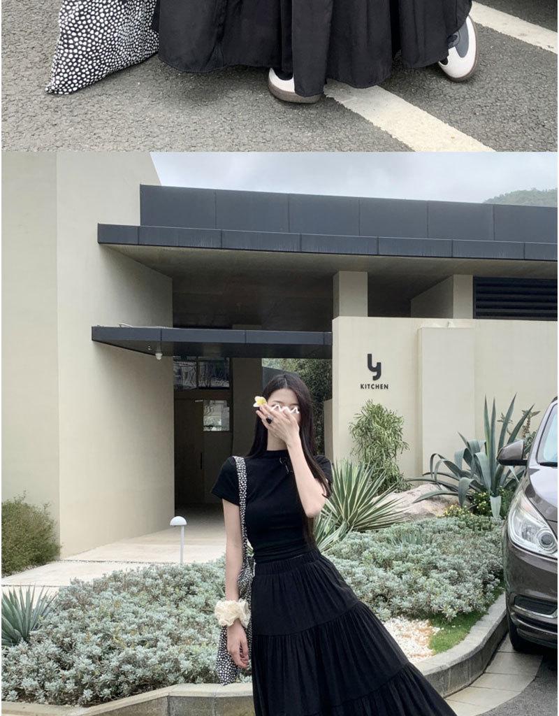 2026 New Style Women's Pink French Cake Skirt with Elastic Waistband - Spring/Summer Loose Slimming Half Skirt