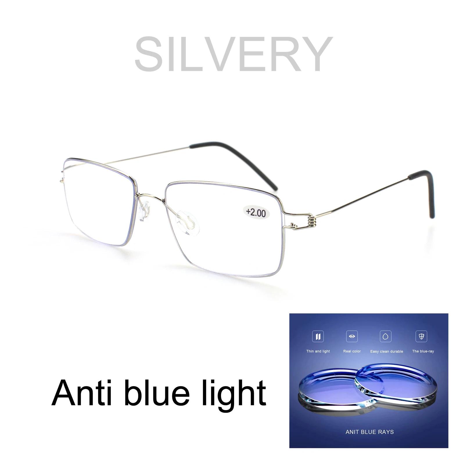 Rolipp Anti Blue Light Reading Glasses for Men Metal Prescription Glasses Women Fashion Business Glasses 2