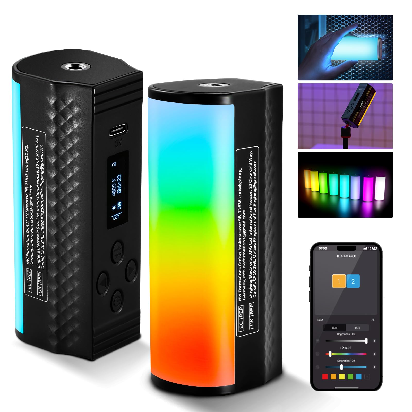 

NEEWER 10cm Pro Stick Light Magnetic APP with DMX Groups Handheld Full RGB Photography Light LED Video Light Light Wand 3200mAh Battery Dimmable CRI