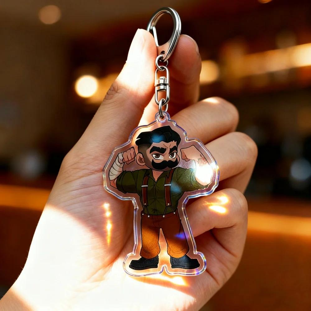 

Game Cartoon Chibi Keychain for Accessories Mecha Man Blonde Blazer Robert Robertson Keyring Jewelry Gaming Fans Gifts