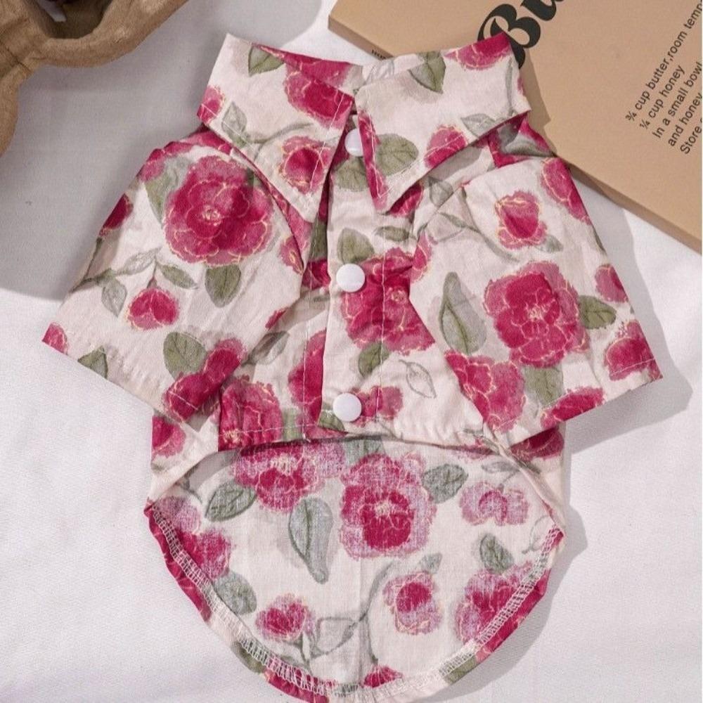 

Breathable Cat T-Shirts Flower Pattern Dog Cooling Vest Cute Summer Dog Clothes Travel XL красный