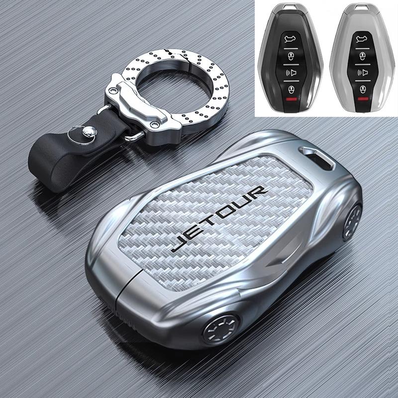 For Jetour X90 Plus / X70 Pro / X95 / X70S Key Fob Cover - Premium Zinc Alloy Full Protection Case With Anti-Loss Keychain